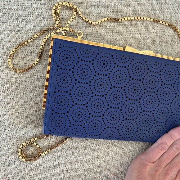 Ferragamo Kameron blue laser cut evening bag - Picture 12 of 13